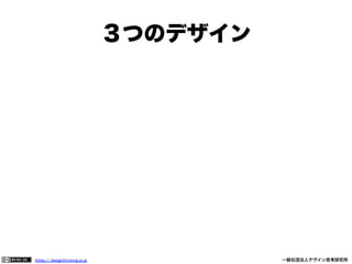 ３つのデザイン

https:// designthinking.or.jp  

   

 

一般社団法人デザイン思考研究所

 