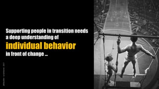 Supporting people in transition needs
a deep understanding of
individual behavior
in front of change …
@Kboullier-LaSorbonne-2017
 
