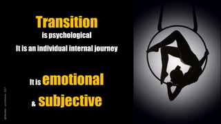 Transition
is psychological
It is an individual internal journey
It is emotional
& subjective
@Kboullier-LaSorbonne-2017
 