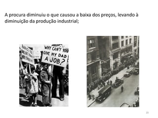 20
A procura diminuiu o que causou a baixa dos preços, levando à
diminuição da produção industrial;
 
