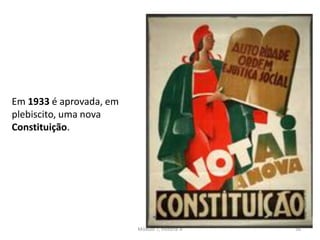 Módulo 7, História A 56
Em 1933 é aprovada, em
plebiscito, uma nova
Constituição.
 