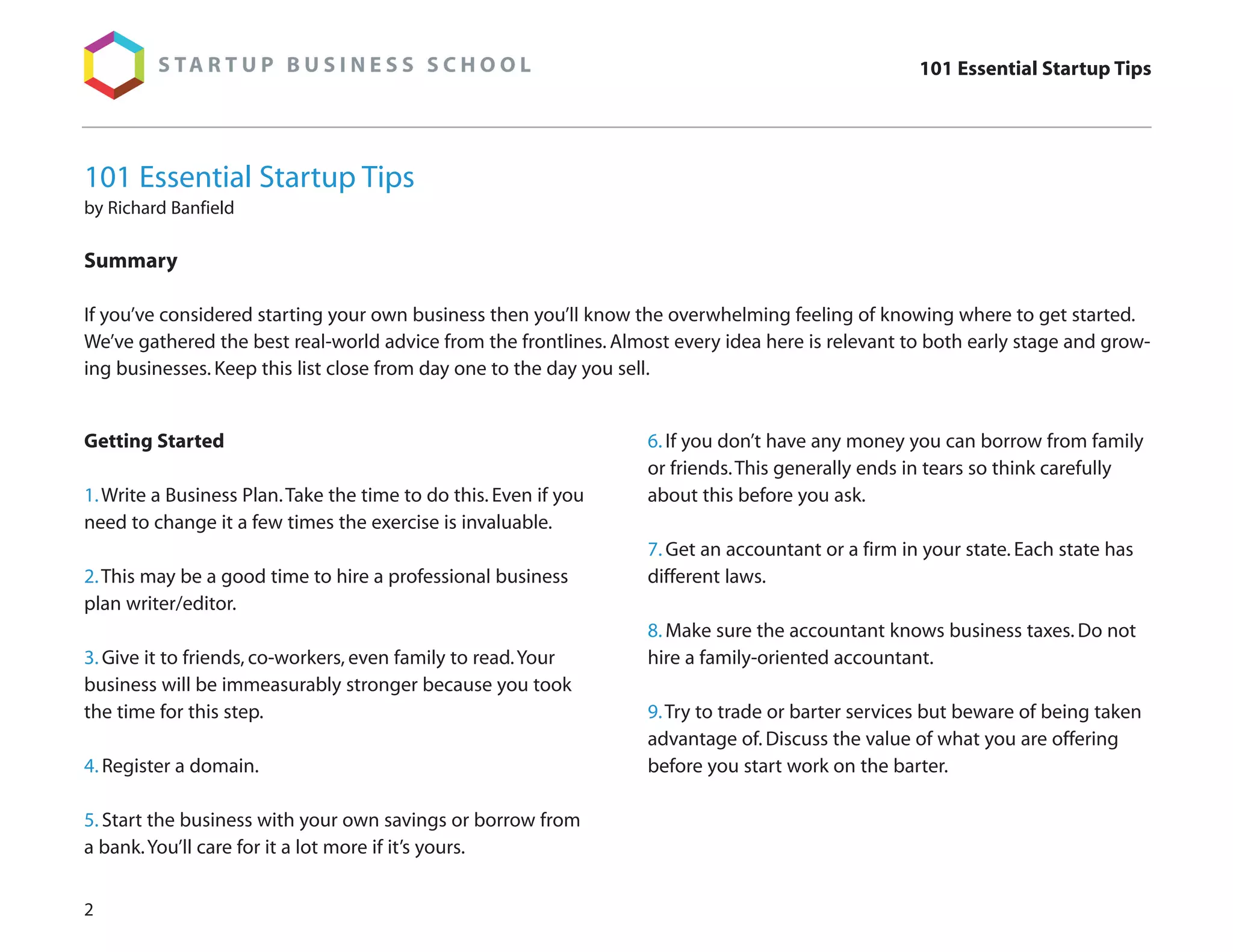 101 Essential Startup Tips
