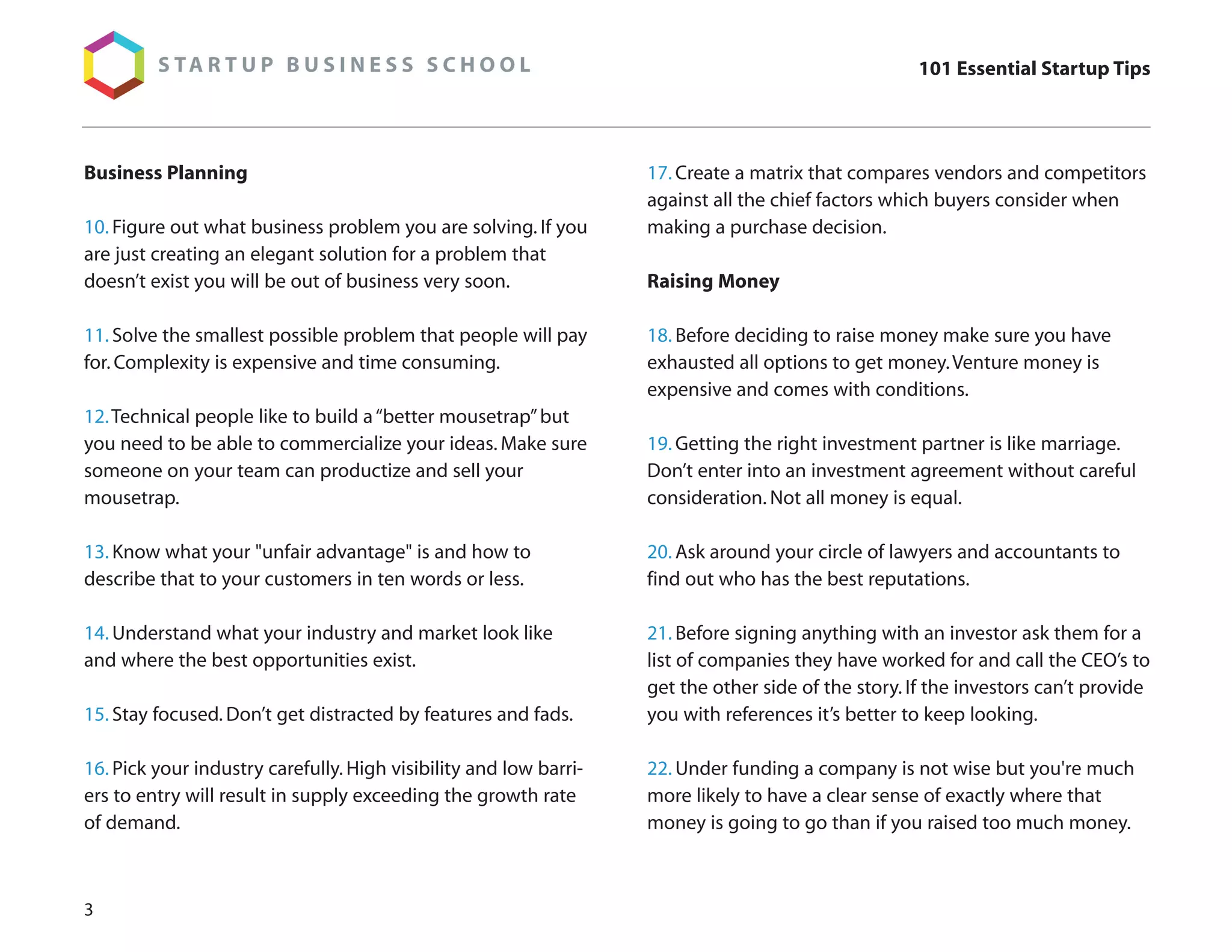 101 Essential Startup Tips