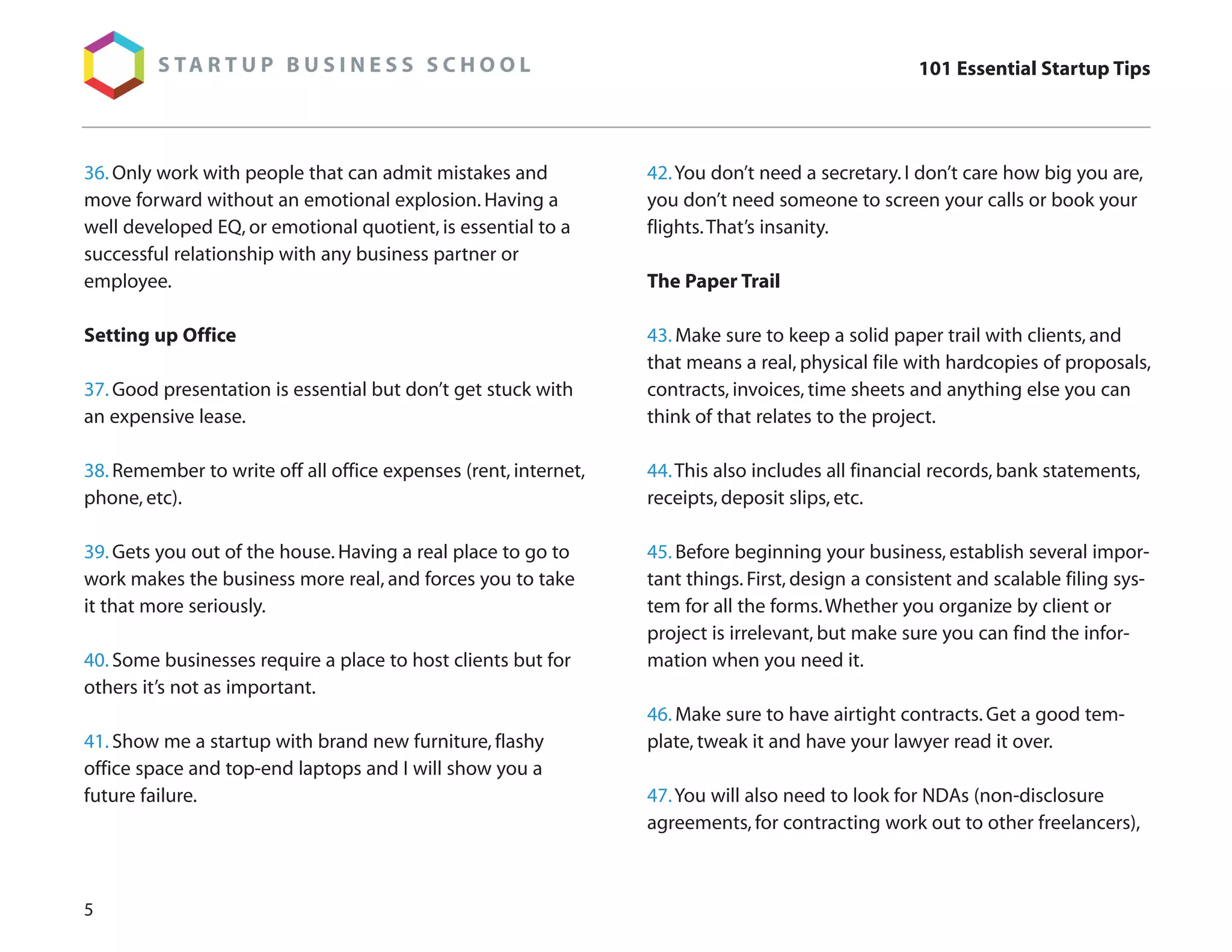 101 Essential Startup Tips