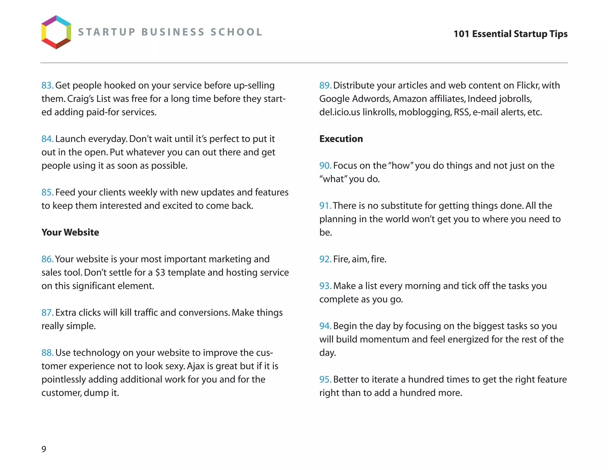 101 Essential Startup Tips