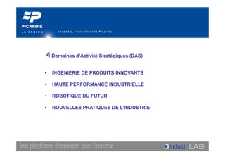 4 Domaines d’Activité Stratégiques (DAS)

•   INGENIERIE DE PRODUITS INNOVANTS

•   HAUTE PERFORMANCE INDUSTRIELLE

•   ROBOTIQUE DU FUTUR

•   NOUVELLES PRATIQUES DE L’INDUSTRIE
 