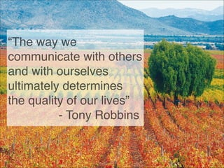 “The way we
communicate with others
and with ourselves
ultimately determines
the quality of our lives” 
- Tony Robbins
14
 