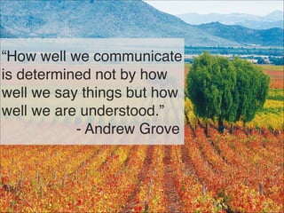 “How well we communicate
is determined not by how
well we say things but how
well we are understood.” 
- Andrew Grove
53
 