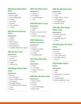 #60 Green Breakfast
Juice
INGREDIENTS
•	2 green apples
•	1 green bell pepper
•	3 carrots
•	1 susumber
•	15 grapes
•	2 cups...
