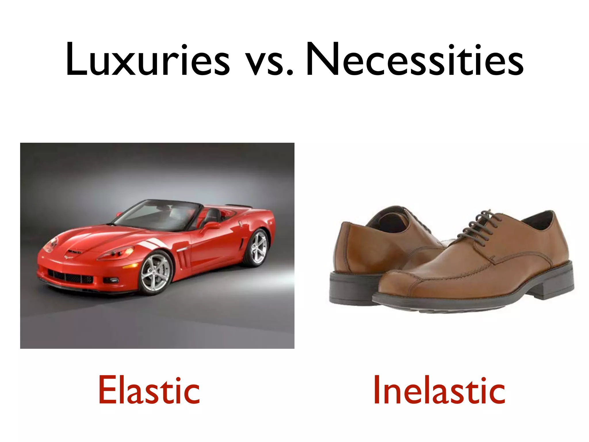 Luxuries vs. Necessities
Elastic Inelastic
 