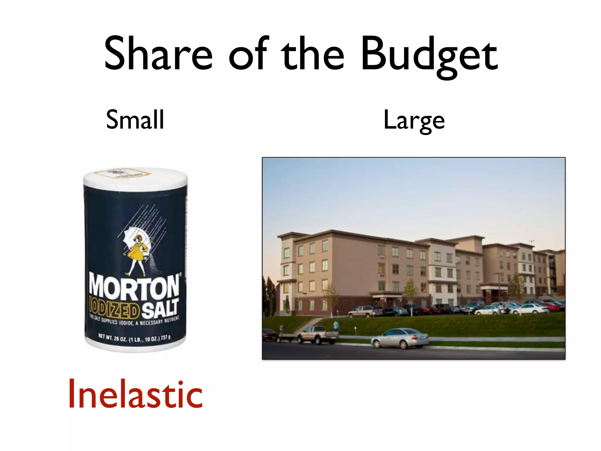 Share of the Budget
Inelastic
Small Large
 
