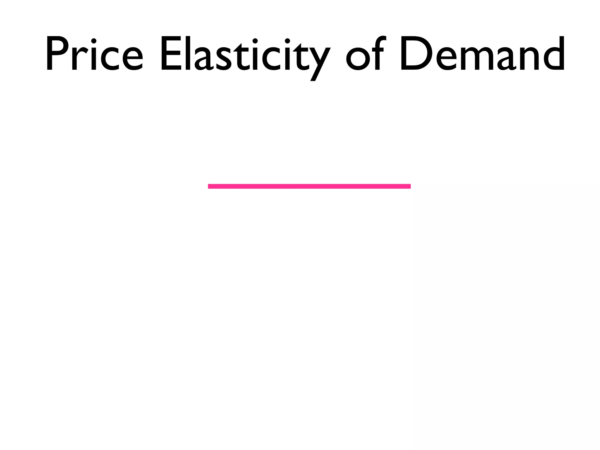 Price Elasticity of Demand
 