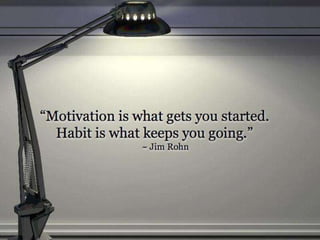 Motivation is what gets you started. Habit is
what keeps you going. – Jim Rohn
 