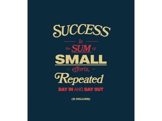 Success is the sum of small efforts, repeated
day in and out.
 