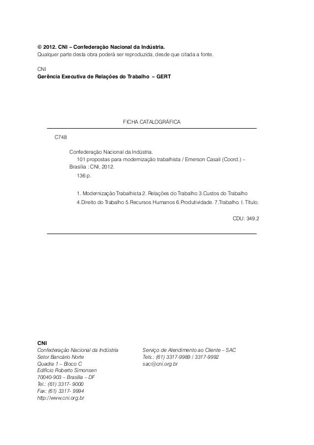 101 Propostas para Modernização das Relações Trabalhistas