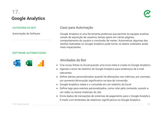 • Cria novas linhas no Excel quando uma nova meta é criada no Google Analytics
• Agenda o envio de relatório do Google Ana...