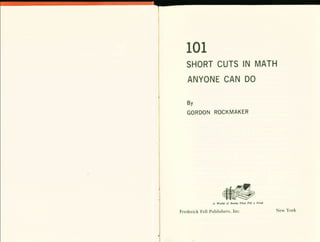101 short cuts in maths any one can do 
