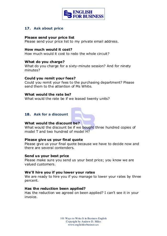 how to write a price quote email