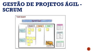 GESTÃO DE PROJETOS ÁGIL -
SCRUM
 