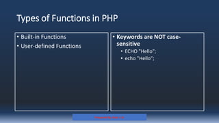 Comprehensive Guide to PHP Functions: Syntax, Types, and Usage | PDF