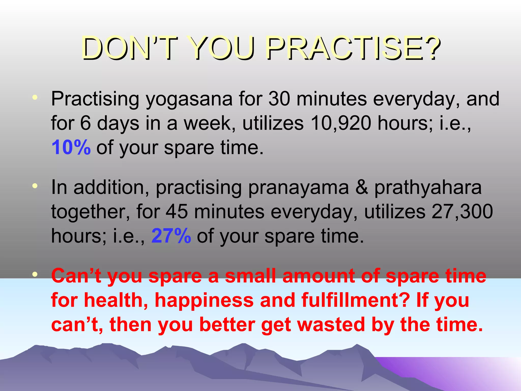 SAYINGS CONTINUED…SAYINGS CONTINUED…
• A Gurukula is a place where learning is by absorption,
rather than by superimposition of mundane knowledge.
• It is the not the chosen few; it is the few who have chosen.
• Dharma is the highest expression of cosmic truth; it is to
know the reason for personal existence and to unfold
consciously through experience back to the cosmic state.
• That which cannot be followed in day to day living should
not rightly be called religion. Life is to be practical, simple,
uncluttered, efficient, rewarding and enlightening.
Anything in one’s life that tends to confuse, distort or
derange, should be shunned as one’s mental and mortal
enemy. These are the real teachings of the Geetha.
 
