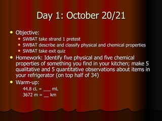 Day 1: October 20/21 ,[object Object],[object Object],[object Object],[object Object],[object Object],[object Object],[object Object],[object Object]