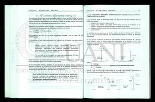 FT FT
MB = 4 — (-0.00034922) + 6~(0.58203805) = 214287 kgf-cm
L, L
Si hubiéramos despreciado las deformaciones axiales, la fuerza de 200,000 kgf no hubiera
sido considerada en la formación del vector de cargas y entonces el análisis daría los
mismos momentos flexionantes que en el caso del marco sin la carga vertical. Esta ultima
afirmación debe ser reflexionada cuidadosamente por el lector.
Basados en los resultados recién obtenidos, calcularemos la magnitud del error introducido
voluntariamente al suponer que no se deforman axialmente las barras:
/
214287
error = - 1
152066
* 100 = 40.91%
Esta magnitud del error ya no puede considerarse pequeña y por lo tanto NO ES
ACEPTABLE.
La conclusión de este caso para estudio, en conjunto con el anterior caso para estudio,
podría ser:
Cuando existen esfuerzos axiales relativamente pequeños o
aproximadamente iguales en las columnas de una estructura, no habrá
distorsiones importantes que induzcan momentos flexionantes
adicionales y por lo tanto se pueden ignorar las deformaciones axiales
de las barras que forman una estructura.
Por otro lado, si no se cumplen las condiciones mencionadas, NO debe
suponerse la indeformabilidad axial de las barras.
Estas condiciones se cumplen generalmente en las estructuras de poca altura, tales como las
naves industriales típicas y los edificios de pocos pisos.
En los casos para estudio y ejemplos en que aplicamos el método alterno simplificado
estaremos utilizando la hipótesis de que las barras no se deforman axialmente. Esto lo
haremos así para simplificar la solución de los sistemas matriciales y concentrarnos en las
características especiales de los diferentes tipos de problemas.
Debe quedar claro que no procederemos así porque sea la manera más
correcta o cercana a la realidad en lo que se refiere al efecto de la
deformación axial que sufren las barras al ser sometidas a cargas, solo
lo haremos por simplicidad académica.
4.2.2.2. CASO PARA ESTUDIO: MARCO CON UN CLARO, UNA ALTURA Y
CARGAS EN LAS BARRAS
Como es sabido, sobre las estructuras actúan a lo largo de su vida útil diferentes tipos de
cargas. Por ejemplo:
• Cargas de peso propio o cargas muertas.
• Cargas vivas, debidas a las cargas móviles tales como las del mobiliario en un
edificio o el tránsito de automóviles sobre la calzada de un puente.
• Cargas accidentales, tales como las inducidas por el viento o por la ocurrencia de un
evento sísmico.
En el diseño de estas estructuras es práctica común calcular los efectos de los diferentes
tipos de cargas de manera separada, para posteriormente sumar sus efectos en diferentes
proporciones.
En este ejercicio mostramos la manera en que se pueden calcular los efectos de 2 tipos de
carga actuando sobre el mismo marco que manejamos en el artículo 4.2.2.1. Para
ejemplificar, supondremos que sobre dicho marco actúan las cargas muertas y de viento que
se indican enseguida:
P
sl-si-
V W
. ¿ i si- st- sL vi- sL X si-
Cargas de
peso propio
Cargas de
Viento
<r~
f -<—
fc W
k—
in-
viente
7771777 7777777 7777777 7777777
donde:
P = 2000 kgf
W= 10 kgf/cm
W . t = 2 kgf/cmviento °
Hipótesis: No hay deformaciones axiales
Debido a que tenemos cargas transversales en las barras, será necesario descomponer a
ambos marcos en estructuras en estado I y estructuras en estado II.
-Pfe + Wir
8 12
w
- L- sl^ L- V sb l u Y i i
Cargas de
peso propio
HPfc , W£r
8 12
ESTADO I
! •
/777T77 7777777
—¡fe
W-Hfc
2
Cargas de
Viento
f -
!<e--
f -
<-
wviento
 