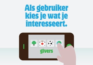 Als gebruiker
kies je wat je
interesseert.
 