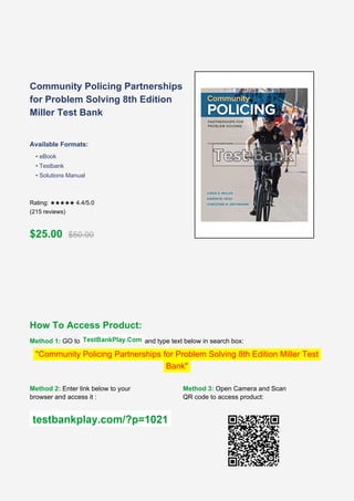 Community Policing Partnerships for Problem Solving - 8th Edition Test ...