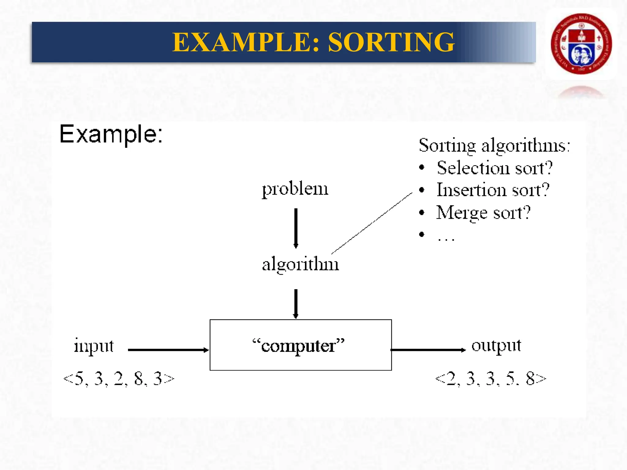 EXAMPLE: SORTING
 