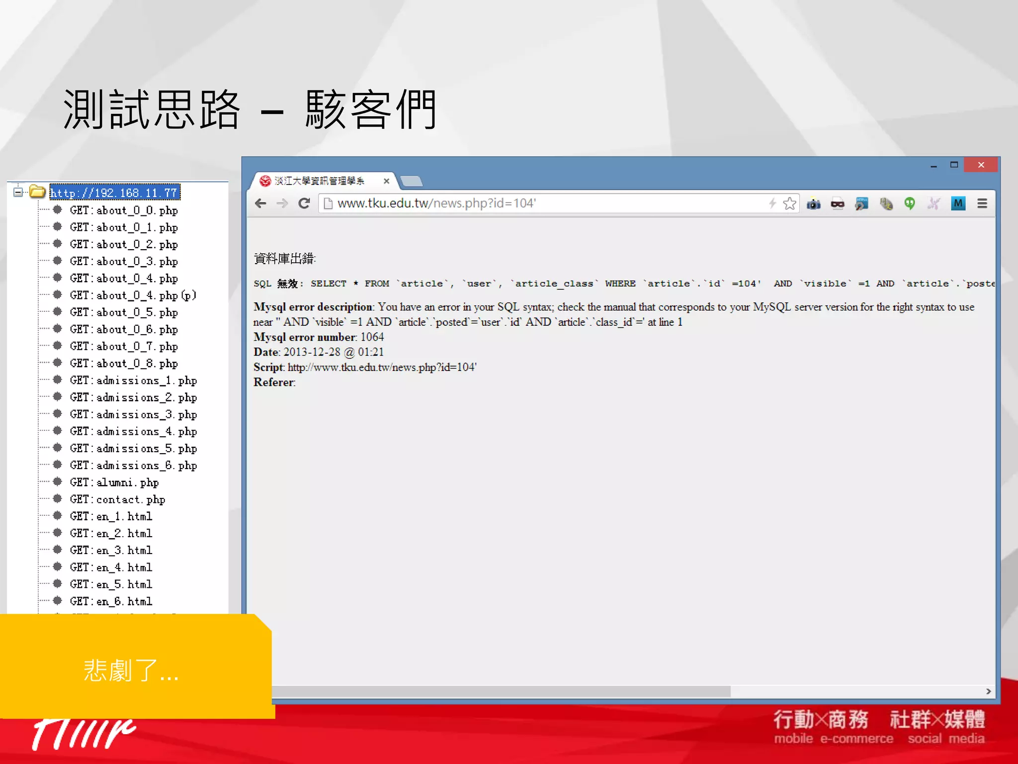 測試思路 – 駭客們

悲劇了…
手殘一下
先透視一下

 
