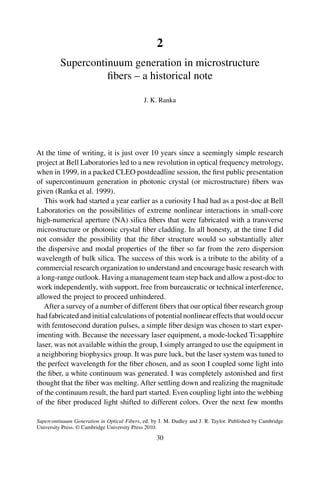 Supercontinuum Generation In Optical Fibers Dudley Jm Taylor Jr Eds | PDF