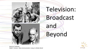 Television: Broadcast and Beyond Resource Textbook: Ralph E. Hanson,  Mass Communication: Living in a Media World 