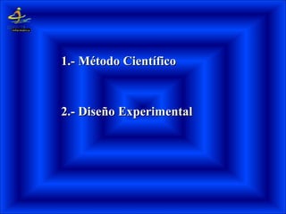 1.- Método Científico1.- Método Científico
2.- Diseño Experimental2.- Diseño Experimental
 