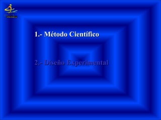 1.- Método Científico1.- Método Científico
2.- Diseño Experimental2.- Diseño Experimental
 