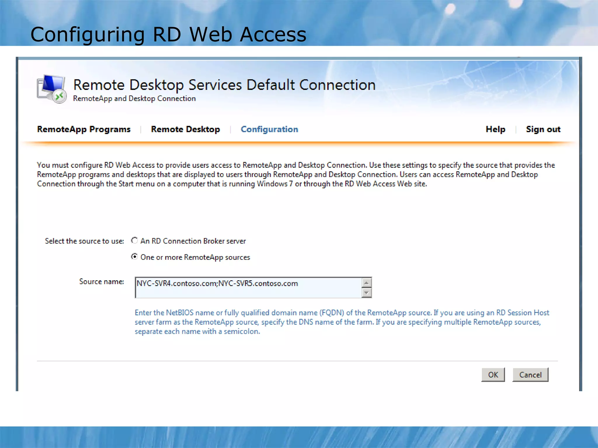 Configuring RD Web Access  