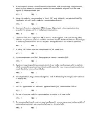 Test Bank for Advertising Promotion and Other Aspects of Integrated ...