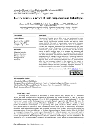 Electric vehicles: a review of their components and technologies | PDF
