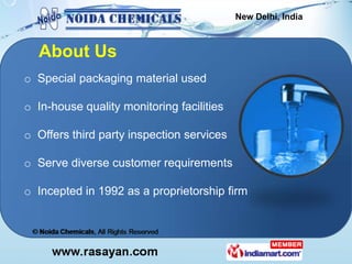 New Delhi, India<br />About Us <br /><ul><li>  Special packaging material used