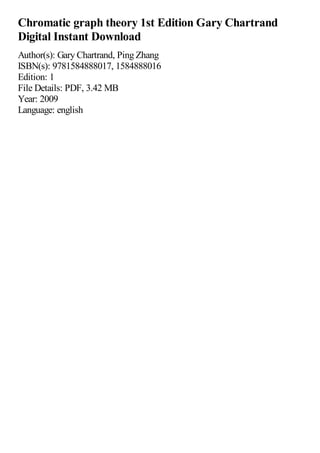 Chromatic graph theory 1st Edition Gary Chartrand | PDF