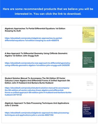 Algebraic Approach To Differential Equations Le Dt Ed | PDF