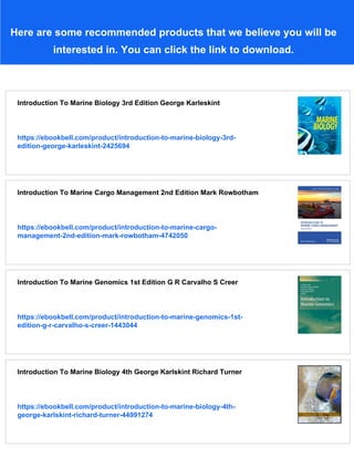 Introduction To Marine Biogeochemistry 2ed Libes S | PDF