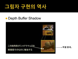 Depth Buffer Shadow
픽셀 돋네..
 
