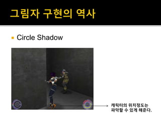 캐릭터의 위치정도는
파악할 수 있게 해준다.
 Circle Shadow
 