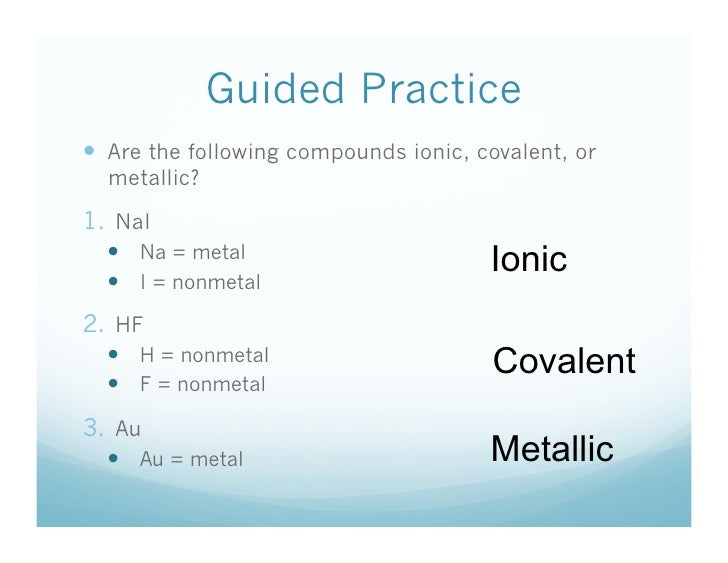 10/23 What are the 3 types of chemical bonds?