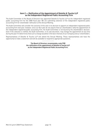 Merrill lynch 2008 Proxy Statement