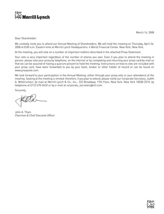 Merrill lynch 2008 Proxy Statement
