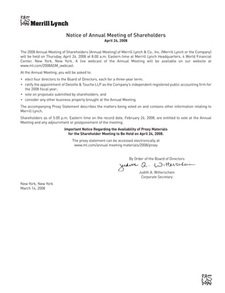 Merrill lynch 2008 Proxy Statement