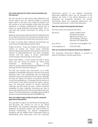 Merrill lynch 2008 Proxy Statement