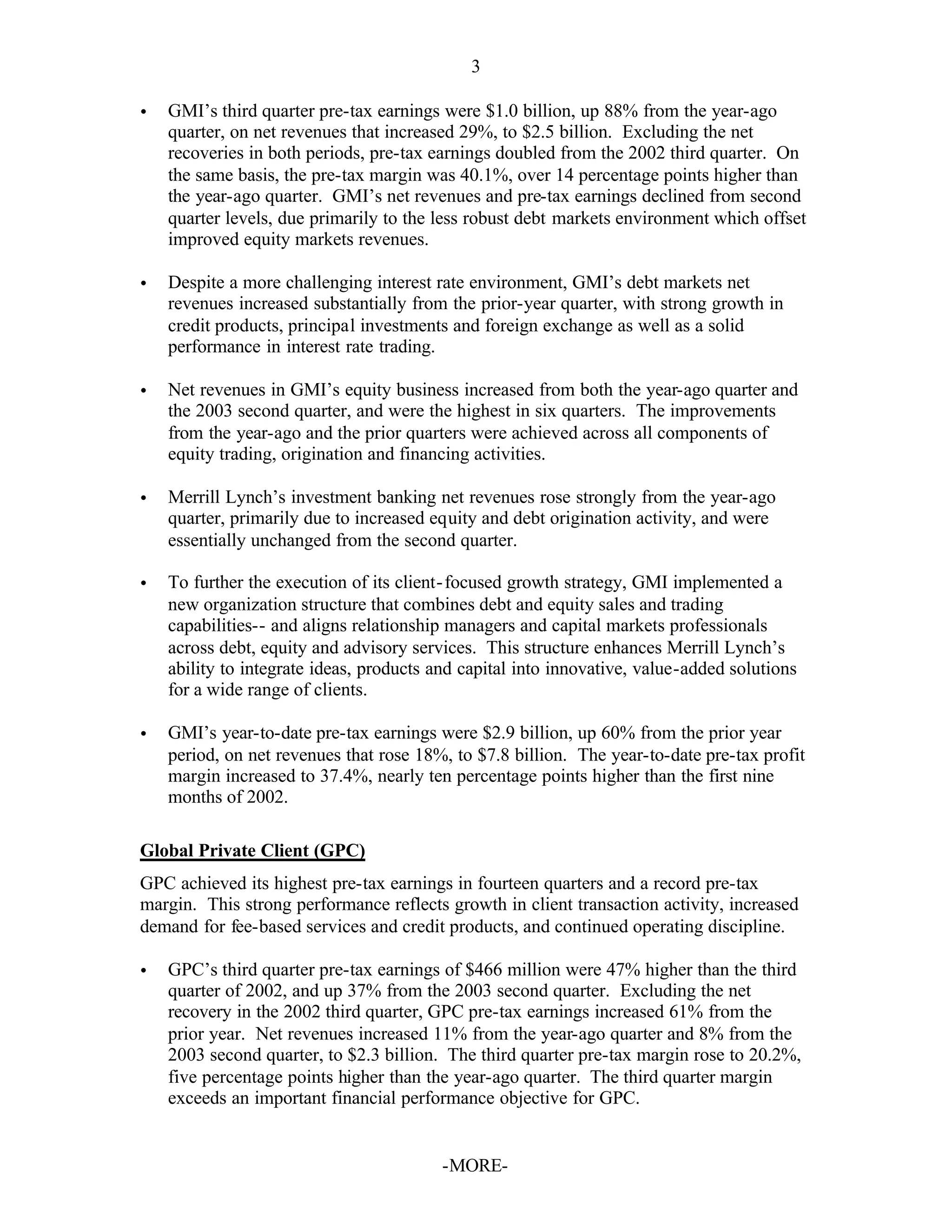 Merrill lynchHistorical Earnings Announcements 2003 3rd